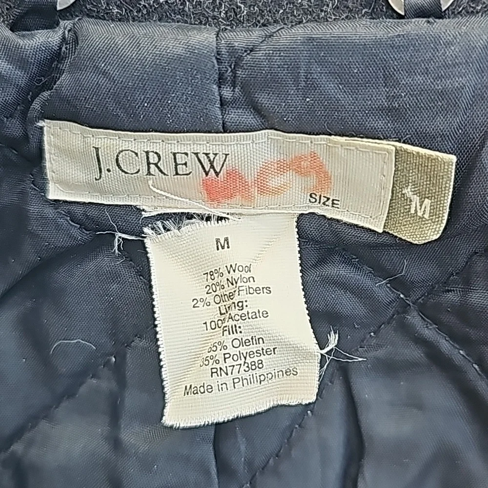 J Crew Vintage  Charcoal Dark Gray Wool Double Breasted Pea Coat M - Picture 8 of 9
